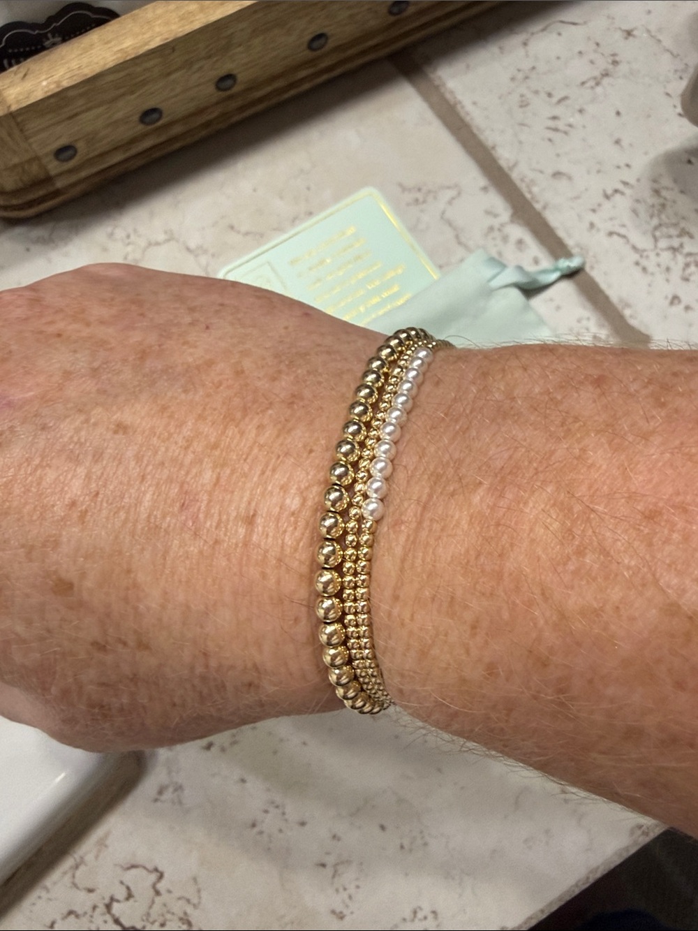 Newton Gold and Silver Mixed Bead Stacking Bracelet Set - Picture 5 of 5